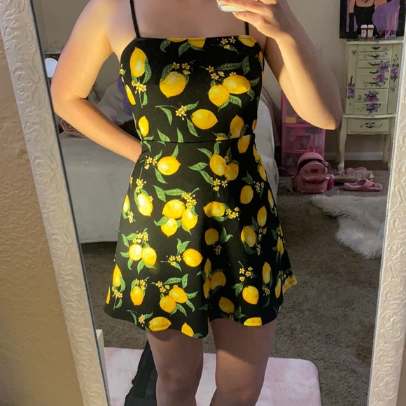 Cute Black Sun Dress w/ Lemons 🍋🖤 - Picture 2 of 10